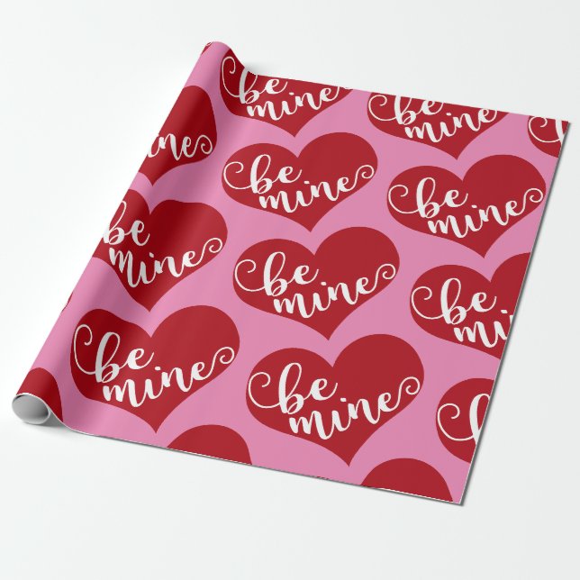 Be Mine Heart Wrapping Paper (Unrolled)
