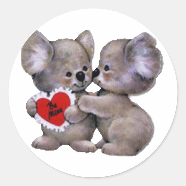 Be Mine Koalas Classic Round Sticker (Front)