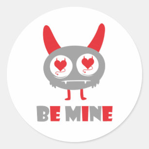 Be mine lover monster classic round sticker
