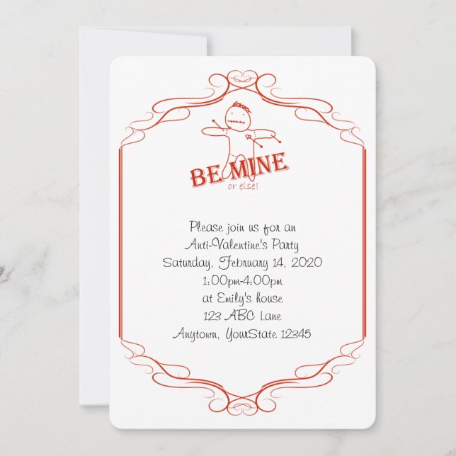 Be Mine or Else Anti-Valentine Party Invitation (Front)