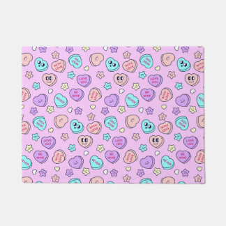 Be Mine Pastel Heart and Star Lavender Doormat