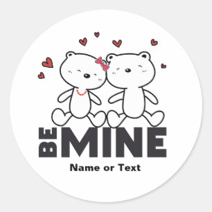 BE MINE - Person Cute Modern Valentine's Day Classic Round Sticker