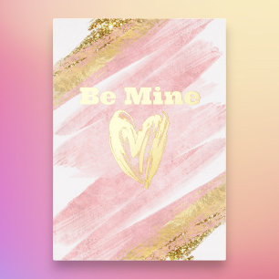 Be Mine Pink Faux Glitter Foil Holiday Card