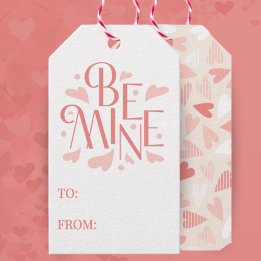 Be Mine Pink Heart Valentine's Day To and From Gift Tags