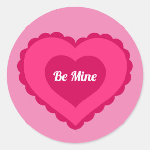 Be Mine Pink Valentine's Day Heart Classic Round Sticker