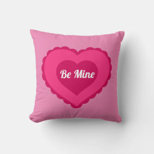 Be Mine Pink Valentine's Day Heart Throw PIilow Cushion