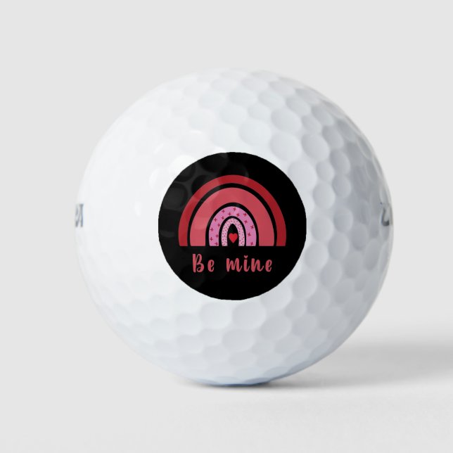 Be Mine Rainbow Heart Valentine's Day I Love You Golf Balls (Front)