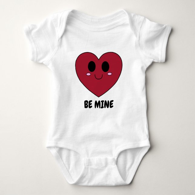 Be Mine Red Heart Baby Bodysuit (Front)