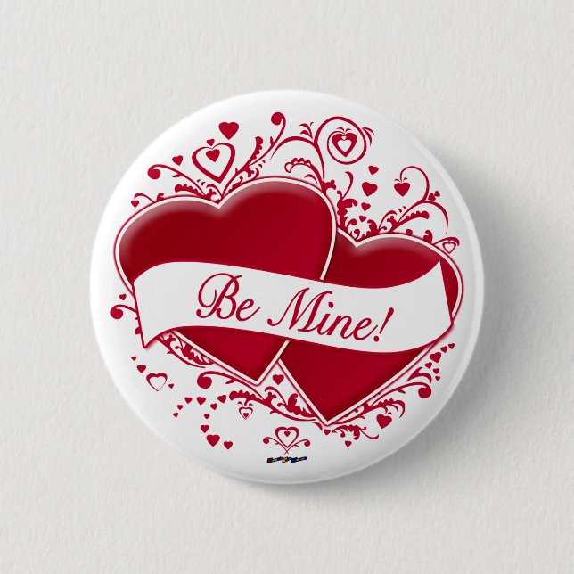 Be Mine! Red Hearts 6 Cm Round Badge (Front)