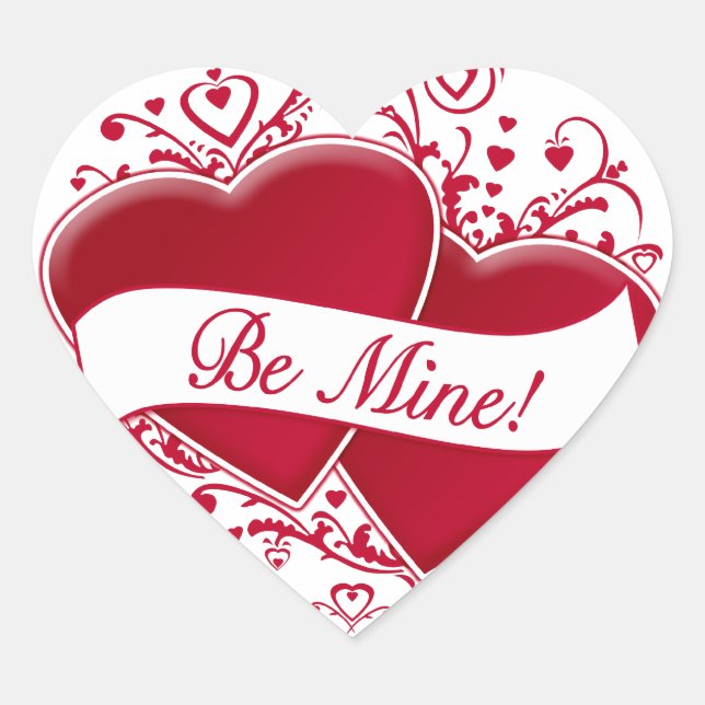 Be Mine! Red Hearts Heart Sticker (Front)