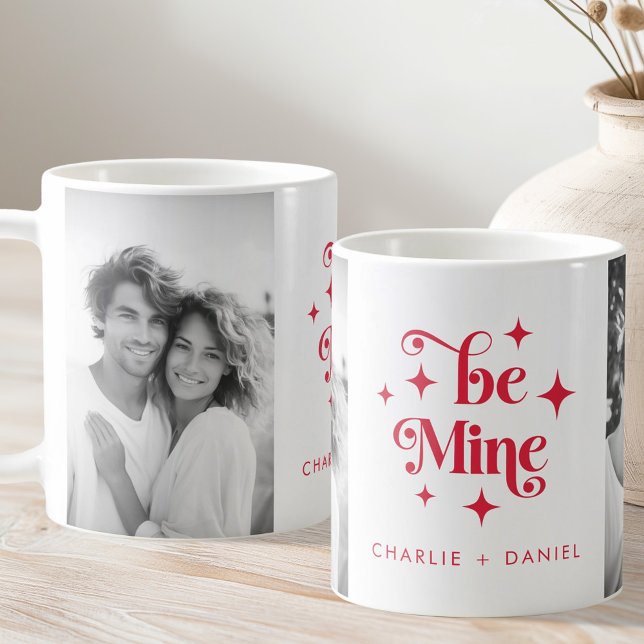 Be mine retro stars Valentines day red photo Coffee Mug (Be mine retro stars Valentines day red photo Coffee Mug)
