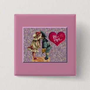 "Be Mine" Sweet Nostalgic Valentine 15 Cm Square Badge