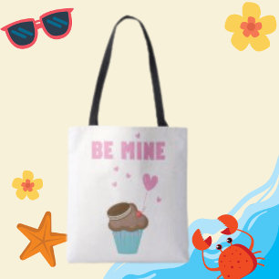 Be Mine Typography Cake Heart Balloon Tote Bag