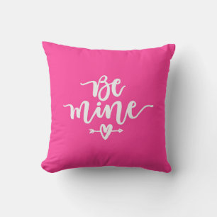 Be Mine Typography Pink Throw Pillow