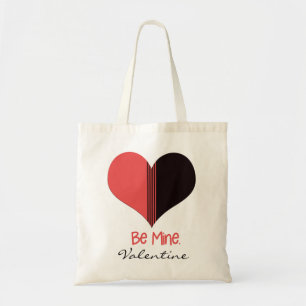 Be Mine Valentine Custom Red Stripe Heart Tote Bag