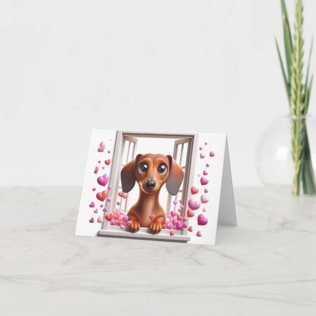 Be Mine Valentine Dachshund Card (Front)