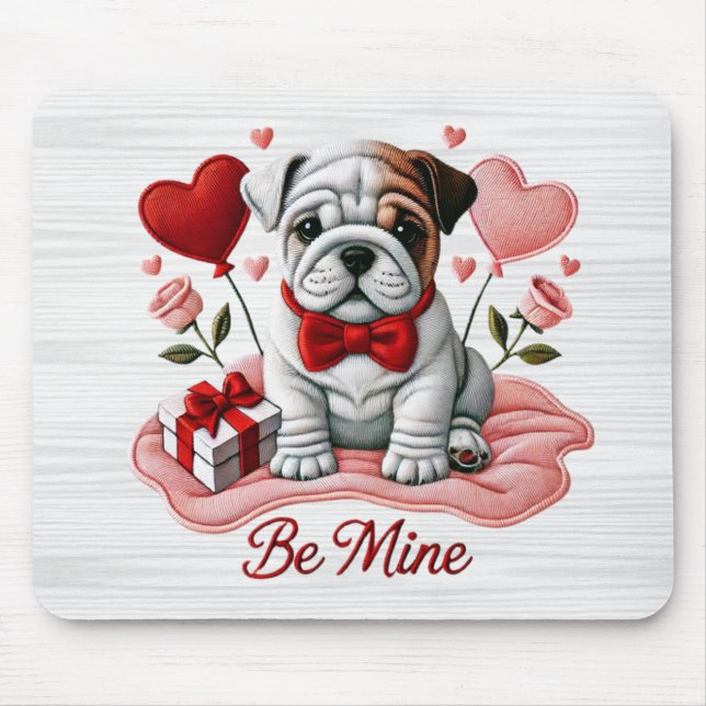 Be Mine Valentine English Bulldog Mousepad (Front)