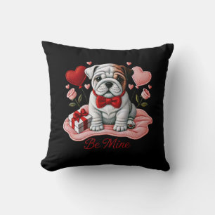 Be Mine Valentine English Bulldog Throw Pillow