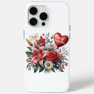 Be Mine Valentine floral/heart  iPhone 15 Pro Max Case