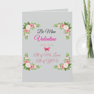 Be Mine Valentine Floral Wall Art   Romantic Love  Card