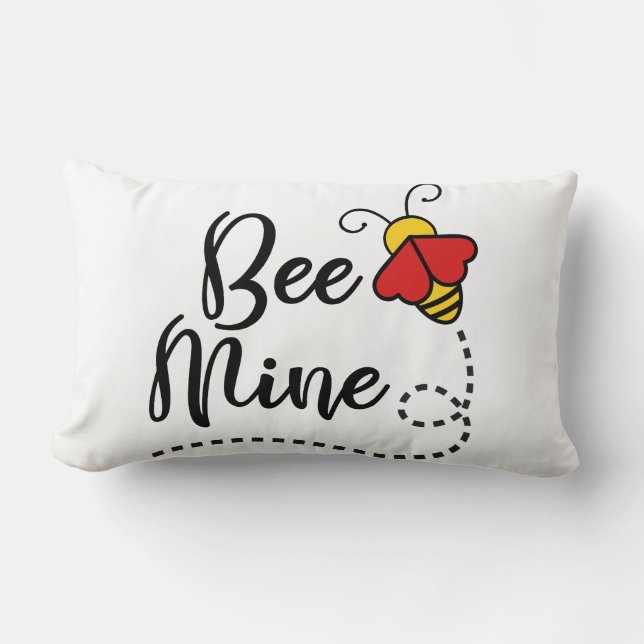Be Mine Valentine Love Bee Lumbar Cushion (Front)
