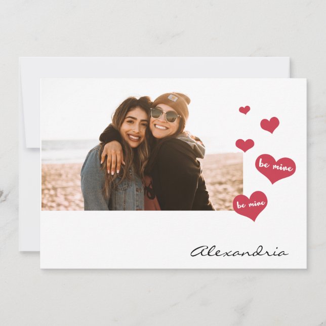 Be Mine Valentine Photo Be My Bridesmaid 2 Holiday Card (Front)