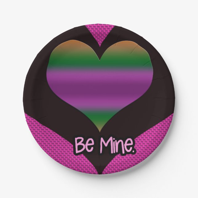 Be Mine Valentine Purple Heart Paper Plate (Front)