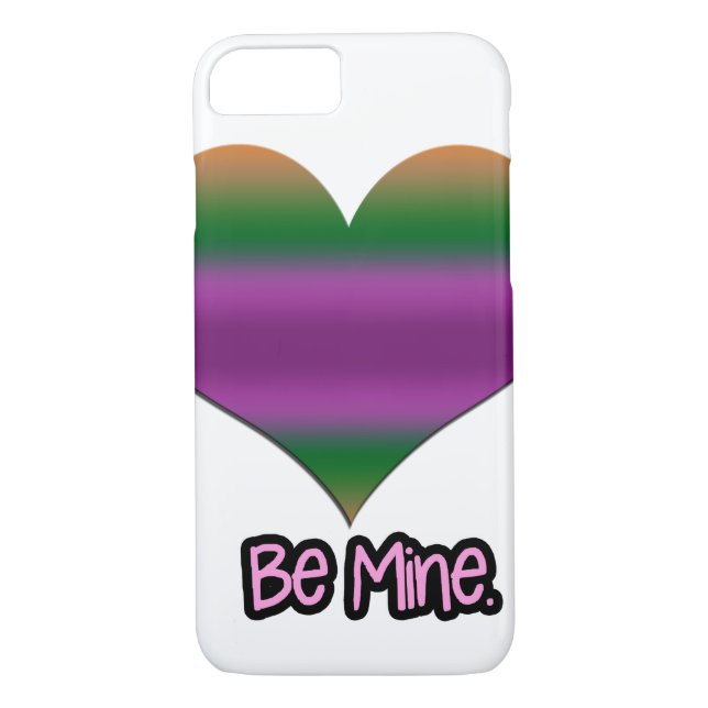 Be Mine Valentine Purple Stripe Heart Case-Mate iPhone Case (Back)