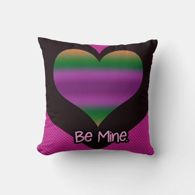 Be Mine Valentine Purple Stripe Heart Cushion (Front)