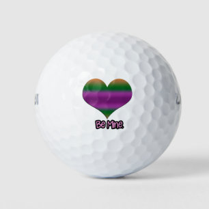 Be Mine Valentine Purple Stripe Heart Golf Balls