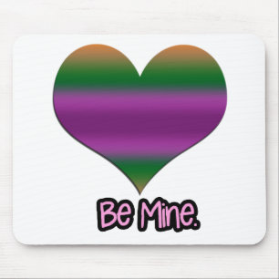 Be Mine Valentine Purple Stripe Heart Mouse Pad