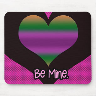 Be Mine Valentine Purple Stripe Heart Mouse Pad