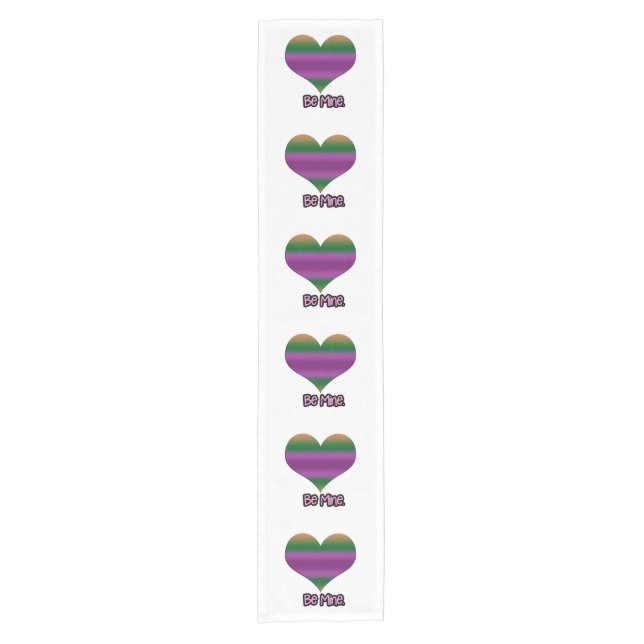 Be Mine Valentine Purple Stripe Heart Short Table Runner (Front)