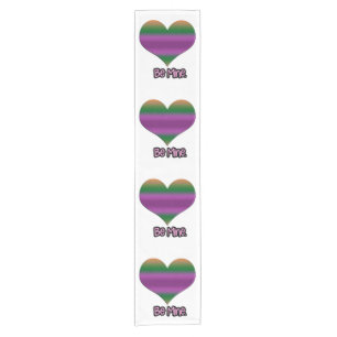 Be Mine Valentine Purple Stripe Heart Short Table Runner