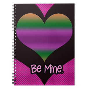 Be Mine Valentine Purple Stripe Heart Spiral Notebook