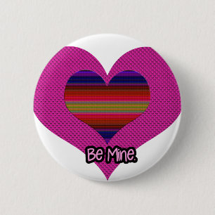 Be Mine Valentine Rainbow Heart 6 Cm Round Badge