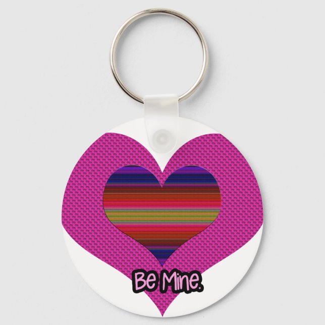 Be Mine Valentine Rainbow Heart Key Ring (Front)
