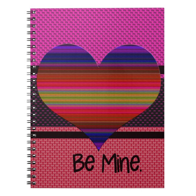 Be Mine Valentine Rainbow Heart Spiral Notebook (Front)