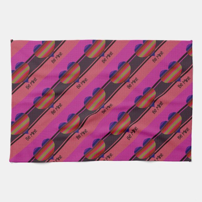 Be Mine Valentine Rainbow Heart Tea Towel (Horizontal)
