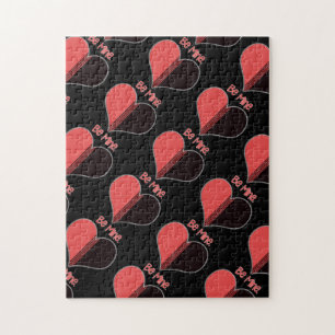 Be Mine Valentine Red Stripe Heart Jigsaw Puzzle