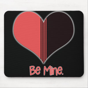 Be Mine Valentine Red Stripe Heart Mouse Pad