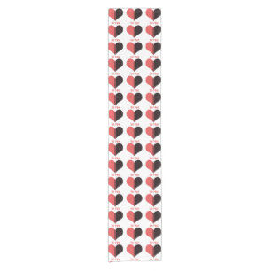 Be Mine Valentine Red Stripe Heart Short Table Runner