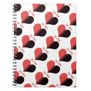 Be Mine Valentine Red Stripe Heart Spiral Notebook