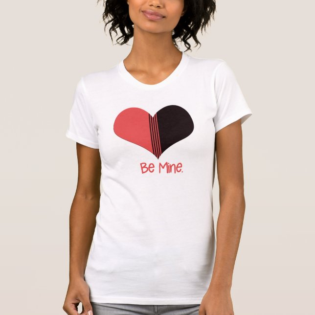 Be Mine Valentine Red Stripe Heart T-Shirt (Front)