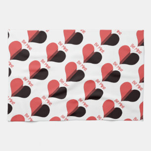 Be Mine Valentine Red Stripe Heart Tea Towel