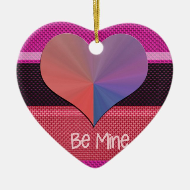 Be Mine Valentine Reflective Heart Ceramic Tree Decoration (Front)
