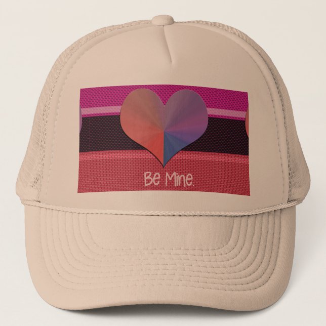 Be Mine Valentine Reflective Heart Trucker Hat (Front)