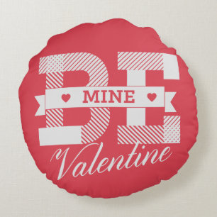 Be Mine Valentine retro Valentines day design Round Cushion