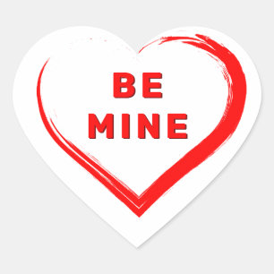 Be Mine Valentine`s Day Romantic Red Heart Sticker
