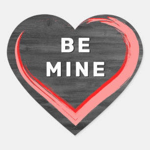 Be Mine Valentine`s Day Rustic Wood Pink Heart Sticker